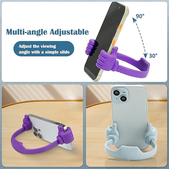 Honsky Thumbs-up Cell Phone Stands, Tablet Display Stands, Cellphone Holder, Mobile Smartphone Mount Cradle for Desk Desktop & Universal Multi-Angle Cute, 2 Packs, Yellow, Blue
