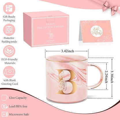 Valentines Day Gifts for Her, Anniversary Birthday Galentines Gifts for Women Mom Grandma Friend Sister Wife Teacher Coworker, Personalized Initial Customized Gift Monogrammed A-Z Coffee Mug 12 OZ(B)