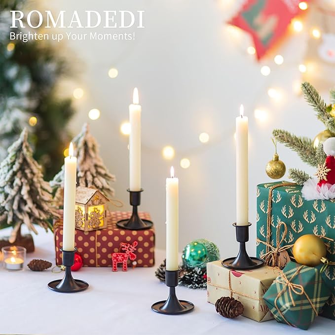 Black Candlestick Candle Holders for Taper : Romadedi Candle Stick Holder Vintage Table Centerpiece Halloween Decoration Wedding Christmas Fireplace Mantel Home Deocr Set of 2