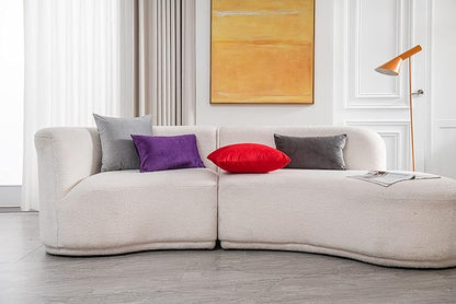 Decorative Pillow Cases 16x16 Light-Grey: 2 Pack Cozy Soft Velvet Square Throw Pillow Covers for Farmhouse Home Decor