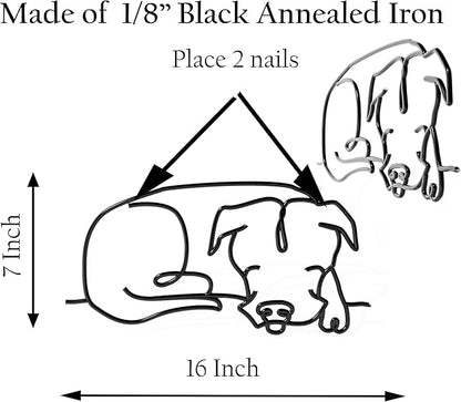 Matani Metal Dog Wall Decor | Minimalist Room & Living Room Wall Decor - Sleeping Labrador & Pitbull