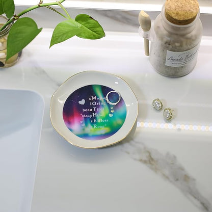 HOME SMILE Jewelry Ring Dish Tray with Dynamic Pattern Shifts for Mom,Unique Mother's Day Gifts,I Love You Mom