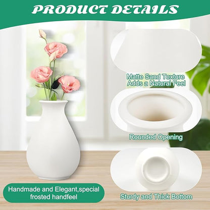 15 Pack White Ceramic Bud Vases Bulk, 3.9 Inch Premium Boho Small Flower Vases White Ceramic Vases for Centerpieces for Pampas Garss Dry Flowers Home Wedding Table Decor