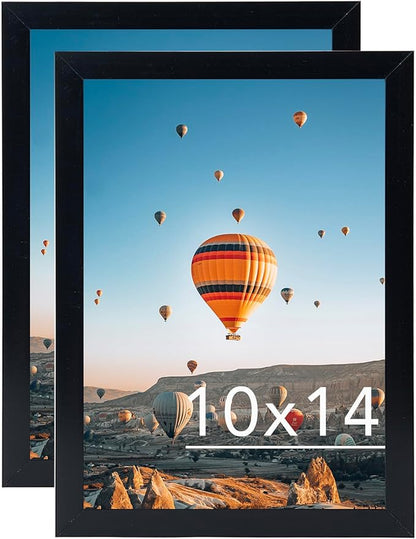 10x14 Picture Frame Set of 2 Black for Wall Hanging, Wall Mounting Horizontally or Vertically, 10 x 14 Wall Gallery Poster Photo Frame with Shatter Resistant Plexiglass,2 Pack, Black