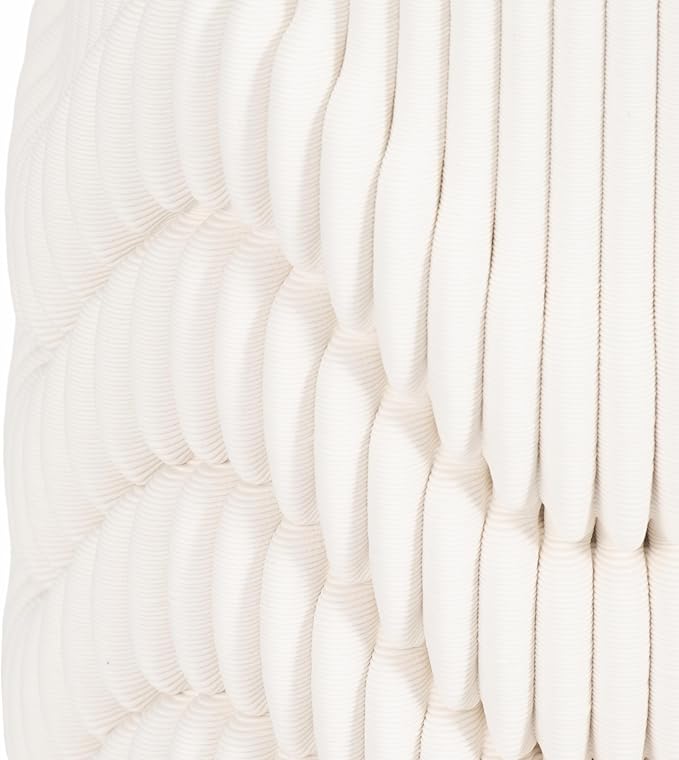 Ceramic Vase for Office and Room Decor – 3D Printed Ribbed Elegant Flower Vase for Bedroom, Table, and House Setting – Minimalist Accent for Home and Living Room Decor – 12” Ivory