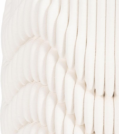 Ceramic Vase for Office and Room Decor – 3D Printed Ribbed Elegant Flower Vase for Bedroom, Table, and House Setting – Minimalist Accent for Home and Living Room Decor – 12” Ivory