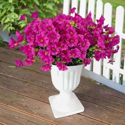 Artificial Silk Flowers for Outdoor Decoration,12 Bundles Faux Flowers Colorful Morning Glory with Eucalyptus Fake Plants Greenery UV Resistant for Outside Front Door Planter Porch Patio Yard