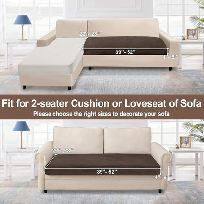 NAISI Couch Cushion Covers 1 Piece Velvet Stretch Loveseat Cover or 2 Seat Sofa Cover Soft Individual Couch Covers for Sectional Sofa(1 PC for 2-Seat Cushion or Loveseat,Brown)
