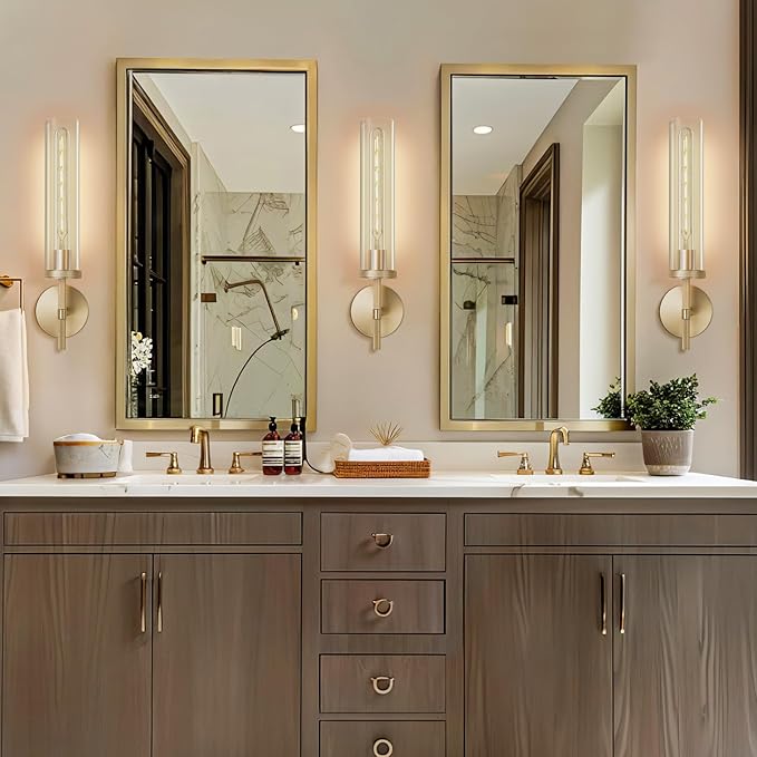 Gold Wall Sconces,19.48" Knurled Wall Sconces, Modern Light Fixtures Wall Lights for Living Room