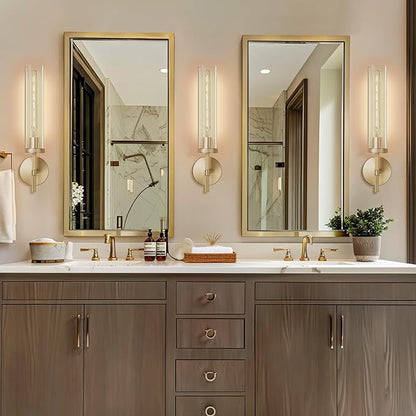 Gold Wall Sconces,19.48" Knurled Wall Sconces, Modern Light Fixtures Wall Lights for Living Room