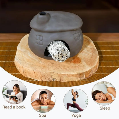 Palo Santo Burner - Mini Tabletop Chiminea House Design, Smudge Bowl Holder for Sage & Incense Cones - Perfect for Meditation, Ash,Zen,Yoga, Spiritual Altars, Home Décor & Thoughtful Gifts