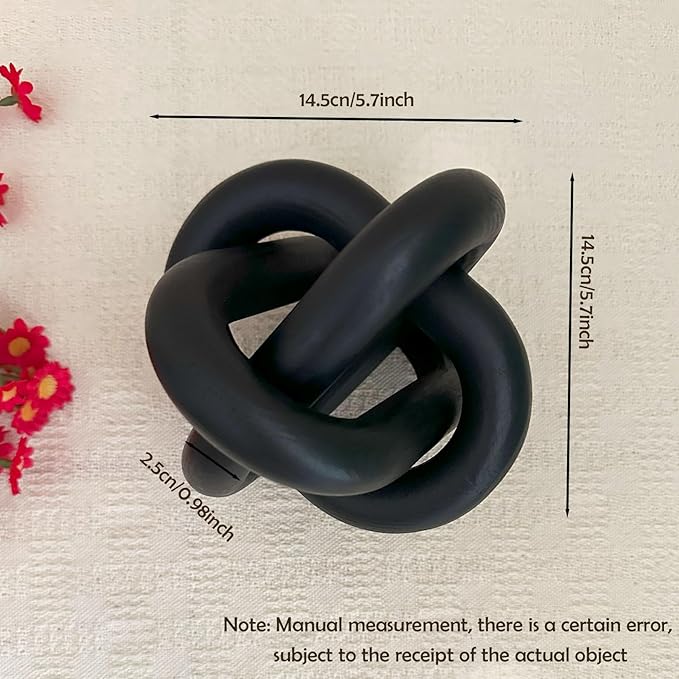 3-Link Wood Chain Link Coffee Table Decor, Black Wooden Knot Decor for Coffee Table Farmhouse Decortive for Home Boho Modern Shelf Decortion(Black)