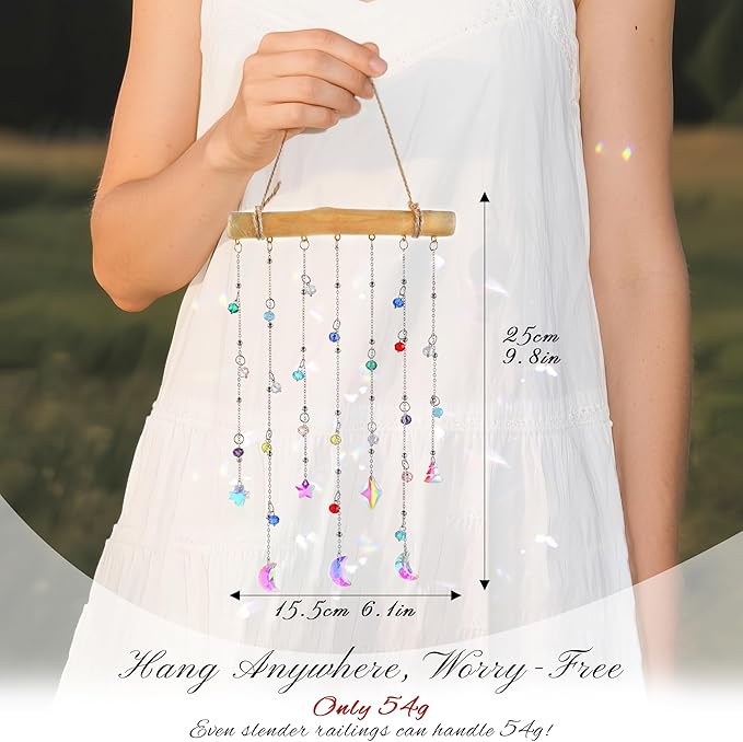 H&D HYALINE & DORA Crystal Sun Catcher Crystal Wind Chimes for Outside Rainbow Maker Suncatchers for Window Hanging Garden Home Decor