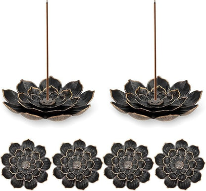 6 Pieces Incense Holder Lotus Incense Stick Holder Burner for Home Fragrance Yoga Sauna SPA Vintage Flower Shaped Multihole Holders for Stick
