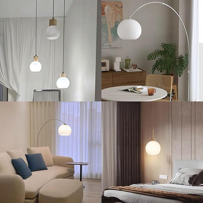 Diameter 9.84 Inch, Height 8.46 Inch,E26 Base 1-5/8 Inch Fitter,Double Hole White Glass Spherical Lampshade For Pendant lLmps And Floor Lamps