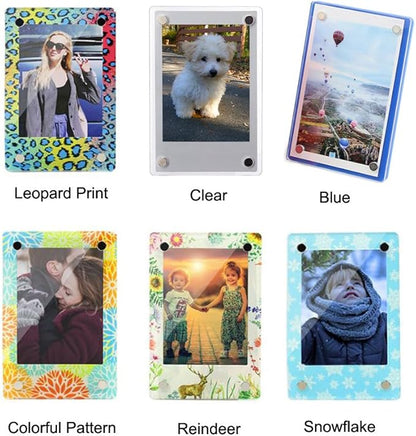 FoRapid 3" Dual Sided Clear Acrylic Refrigerator Magnetic Photo Frame, Frameless Display Compatible with Fujifilm Mini 9 8 8+ 2x3 Photo
