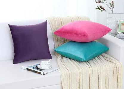 Jeneoo Comfy Soft Thick Kids Velvet Throw Pillow Cases for Sofa Couch, Decorative Solid Square Cushion Covers for Bedroom Car (Lavender, 12 x 12 Inches, 2 Pieces)
