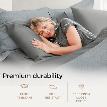 Threadmill Luxury Supima Cotton Sheets, Luxury 1200 Thread Count Soft 100% Cotton Sheets for Full Size Bed, 4 Pc Dark Grey Bed Sheets Full Set, 5-Star Hotel Quality Deep Pocket Bed Sheets Set