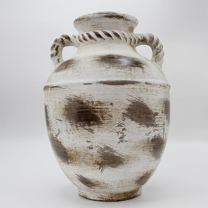 Rustic Farmhouse Vase 11 inch, Handmade Ceramic Pottery, Large Decorative Centerpiece for Living Room Dining Table Home Decor