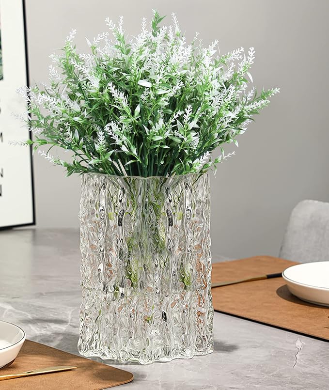 Outdoor Artificial Plant UV Resistant Fake Plants, Faux Plastic Greenery for Indoor Outside Hanging Plants Garden Porch Window Box Home Wedding Farmhouse Décor Outdoor Decorations for Patio (White)