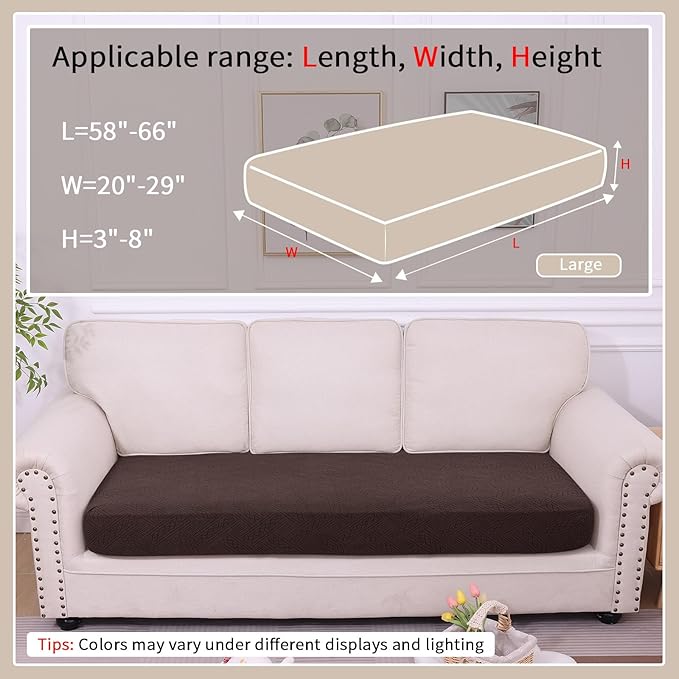 hyha Waterproof Couch Cushion Covers, Waterproof Sectional Couch Covers for 3 Cushion Sofa for Pets, Stretch Sofa Slipcover Washable with Elastic Bottom(Large, Chocolate)