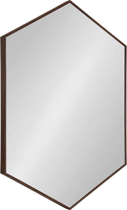 Kate and Laurel Rhodes Hexagon Wall Mirror, 24.75 x 36.75-Inches, Walnut Brown