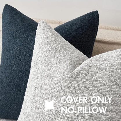 MIULEE 22x22 Inch Decorative Euro Sham Throw Pillows for Bed Set of 2 Textured Boucle Neutral Winter Throw Pillow Covers Light Grey Accent Solid Euro Couch Pillowcases Sofa Livingroom Home Decor