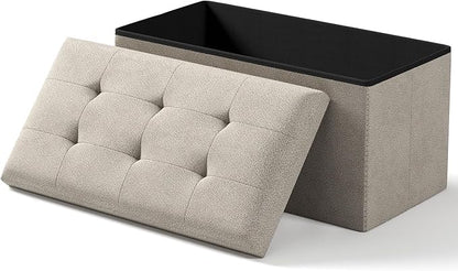 Storage Ottoman Bench, Folding Ottoman Foot Rest,15 x 30 x 15 Inches,End of Bed Bench,Storage Chest, for Living Room, Bedroom, Hallway, Entryway, Holds up to 600 lb (Sandy-Beige1, 30")