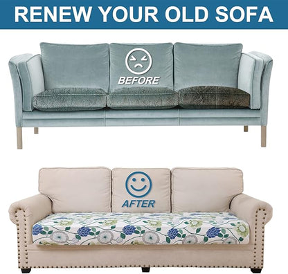 Smiry Printed Couch Cushion Covers, Stretch Soft Couch Covers for Sofa, Washable Non-Slip Sofa Slipcover Furniture Protector for Indoor and Outdoor (3 Pack, Light Green)