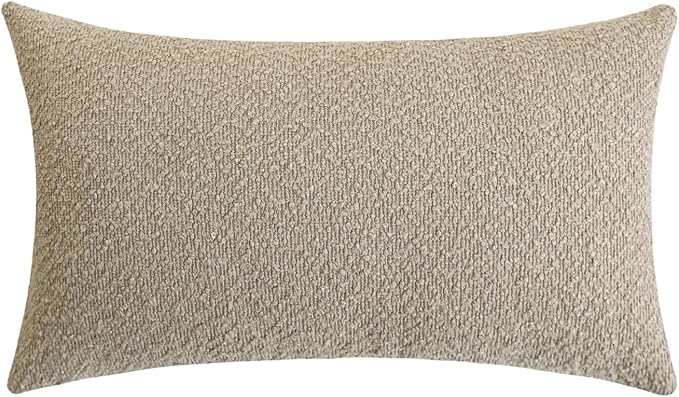 Jeneoo Light Grey Decorative Long Lumbar Thick Throw Pillow Covers Fine Textured Boucle Couch Cushion Cases for Sofa Bedroom Decor, Set of 1, 14 x 36 Inch