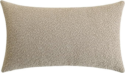 Jeneoo Light Grey Decorative Long Lumbar Thick Throw Pillow Covers Fine Textured Boucle Couch Cushion Cases for Sofa Bedroom Decor, Set of 1, 14 x 36 Inch