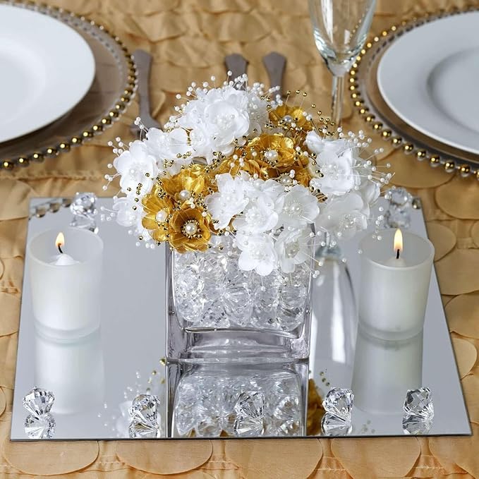 Efavormart 16 PCS - 12" Square Glass Mirror Table Centerpiece, Hanging Wall Decor