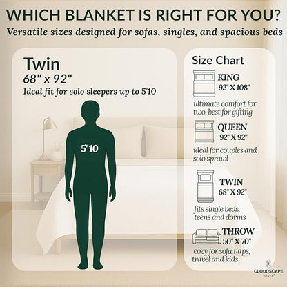 Luxury 100% Cotton Muslin Blanket Twin Size, 4 Layer 68x90 Fits Upto TwinXL Bed, Soft Cotton Gauze Quilt, Layering Winter Blankets for Bed, All Season Seafoam Bedding