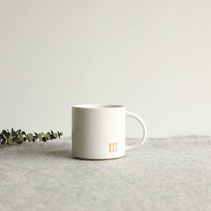 COLLECTIVE HOME - Monogram Ceramic Mugs, 15 oz Golden Initial Coffee Cups, Elegant Alphabet Tea Mugs, Elegant Personalized Mug with Gift Box, Luxurious Cups for Office and Home (m)