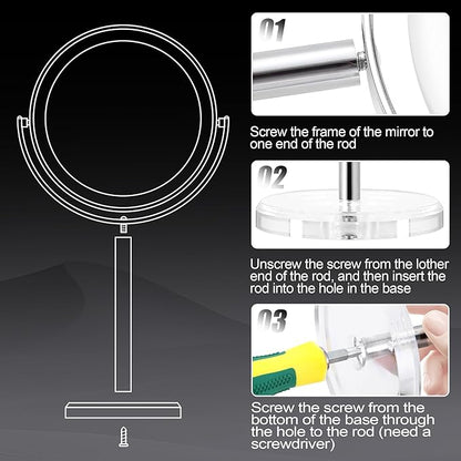 MIYADIVA Makeup Mirror, 30X Magnifying Mirror for Desk, 1X/30X Table Mirror with Stand, Double-Sided Vanity Mirror, Travel Makeup Mirror with Magnification, Desk Mirrors for Home and Office 8 in