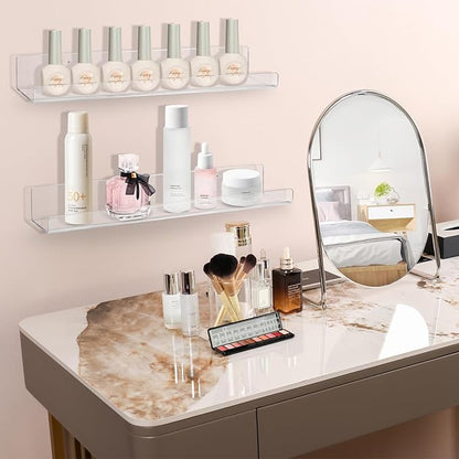 Boxalls Acrylic Clear Shelves - 6 Pack, 15 Inches Wall Storage Organizer Floating Shelf for Bathroom, Bedroom, Kitchen Variety Room, High Transparency Acrylic Waterproof Shelves