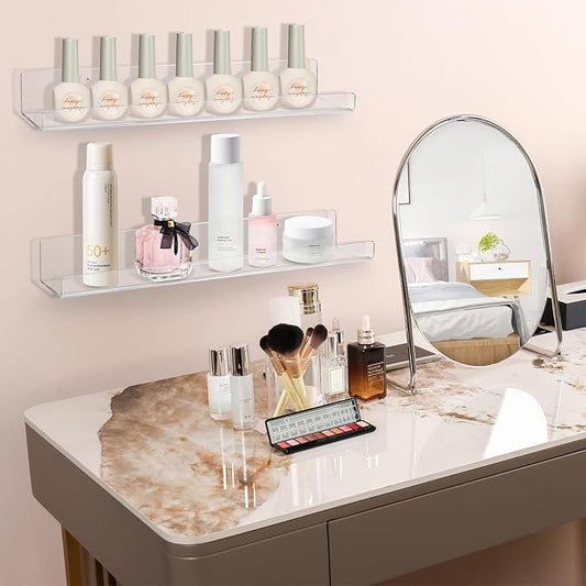 Boxalls Acrylic Clear Shelves - 6 Pack, 15 Inches Wall Storage Organizer Floating Shelf for Bathroom, Bedroom, Kitchen Variety Room, High Transparency Acrylic Waterproof Shelves
