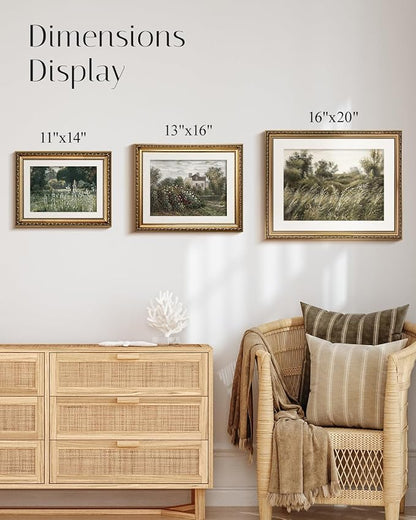InSimSea Gold Framed Canvas Wall Art Room Decor Butterfly and Moth Classic Nature Print Wall Pictures Elegant Home Decor for Bedroom Bathroom Dining Room – 14L X 11W