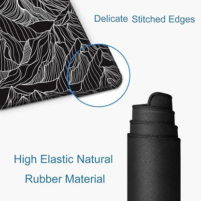 Large Mouse Pad Gaming, Mousepad with Stitched Edges, Non-Slip Rubber Base Keyboard Mouse Mat Desk Pad for Work, Game, Office, Home, Black and White Abstract Mountain