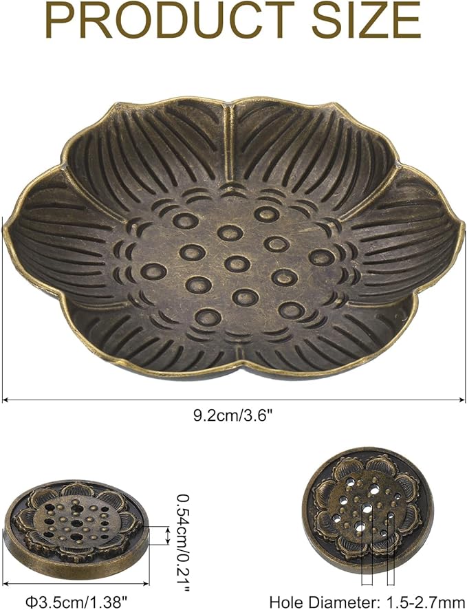Incense Holder with Incense Stick Tray,Multi-Functional Incense Burner and Stick Holder Combo,Detachable Ash Catcher (Golden,Bronze Lotus)