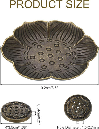 Incense Holder with Incense Stick Tray,Multi-Functional Incense Burner and Stick Holder Combo,Detachable Ash Catcher (Golden,Bronze Lotus)