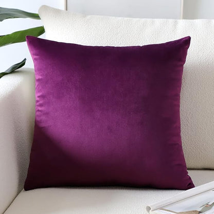 Artscope Luxury Velvet Pillow Covers Super Soft Decorative Square Throw Pillow Covers Case Cushion Covers for Sofa Couch Bedroom Car Decor 26x26 Inch Eggplant Purple