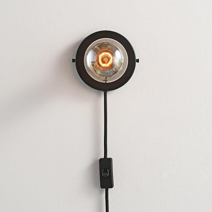 BRIGHTTIA Luna 1-Light Plug-in Wall Sconce - Mid Century Modern Minimalist Bedroom Home Office Lighting - Portable Wall Lamp for Apartments & Small Spaces with No J-Box - Matte Black (BW0026-1BP)