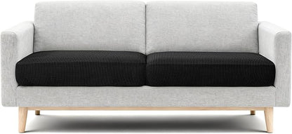 CHUN YI 2 Piece Couch Cushion Covers for Sofa Seat Slipcovers Suitable with Spandex Jacquard Washable Fabric (2 Piece Sofa Cushion Covers, Black)