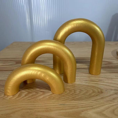 3Pcs Wood Arch Decor Accents - Home Book Table Decorative Rustic Arch Decor Modern Boho Minimalist Coffee Table Bookshelf Living Room Entryway Aesthetic Decorations Objects (Gold)