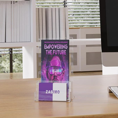 Acrylic Brochure Holder with Business Card Holder, 4"x 6", Clear Flyer Stands for Display, Ideal for Trade Show, Menu, Journals, Pamphlet, Magazine, Booklets, Literature,2-Pack