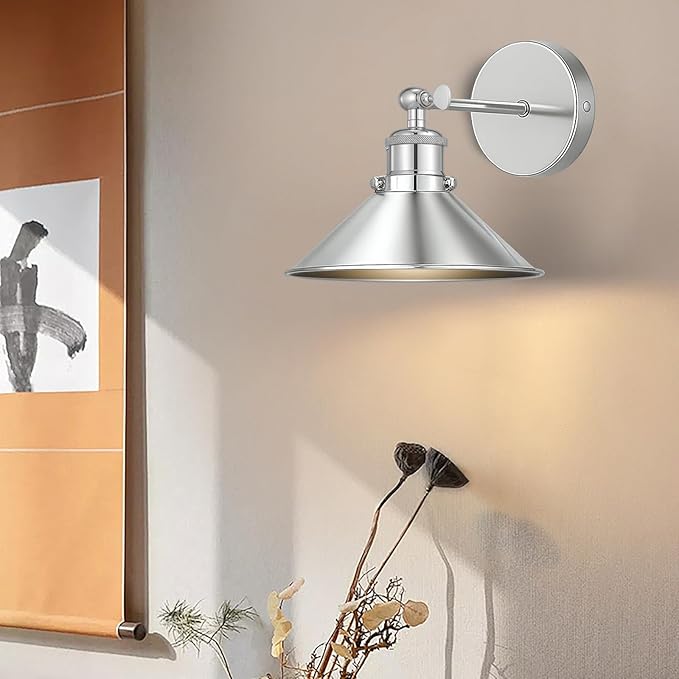 Battery Operated Wall Sconce Set of 2,Vintage Wireless Wall Sconces with Remote,Dimmable Led Wall Lights,Wall Lamp Fixture Indoor Bedroom Living Room Kitchen,LED Bulbs Included,Silver