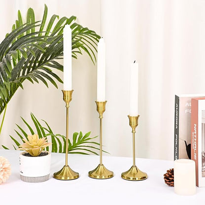 Candlestick Holders 45 PCS, Metal Taper Candle Holder, Brass Gold Candle Holders for Pillar Candles, Vintage Dining Table Centerpiece Decorations for Wedding Party Christmas Halloween Decor