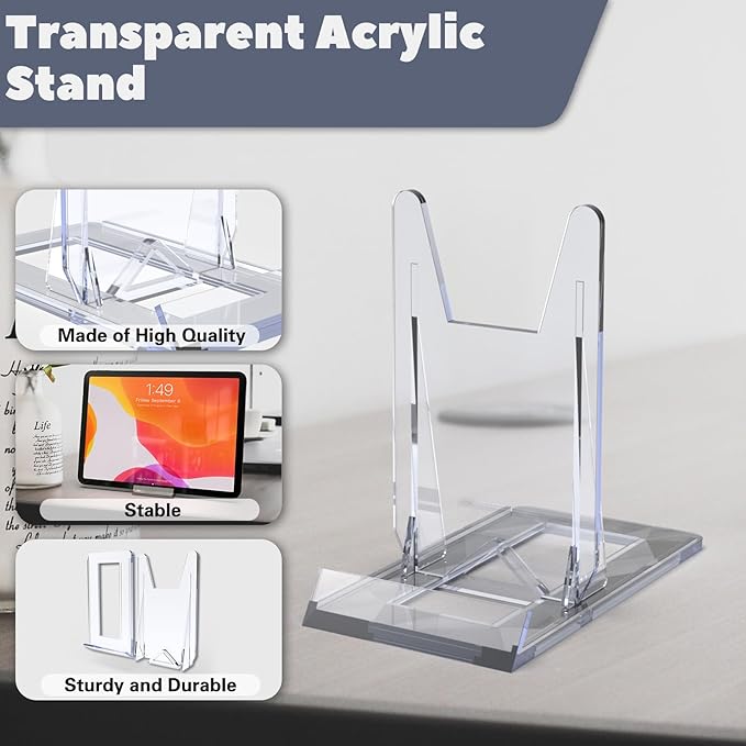 Acrylic Book Stands for Display,12 Pack Adjustable Book Display Stand Small Easels for Display Magazine Comic Book CD Display DVD Postcard Holder