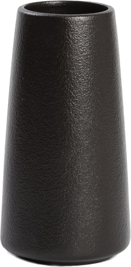 Matte Black Vase - 8" Big Black Ceramic vase for Flower, Simple Vases for Pampas Grass, Minimalist Farmhouse Boho vases for Centerpieces, Home Decor, Bathroom Decor